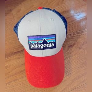 Red, gray and blue Patagonia Trucker Hat